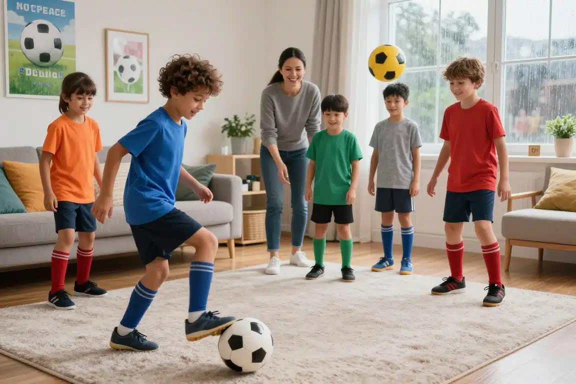 safe home soccer workouts for kids rainy days