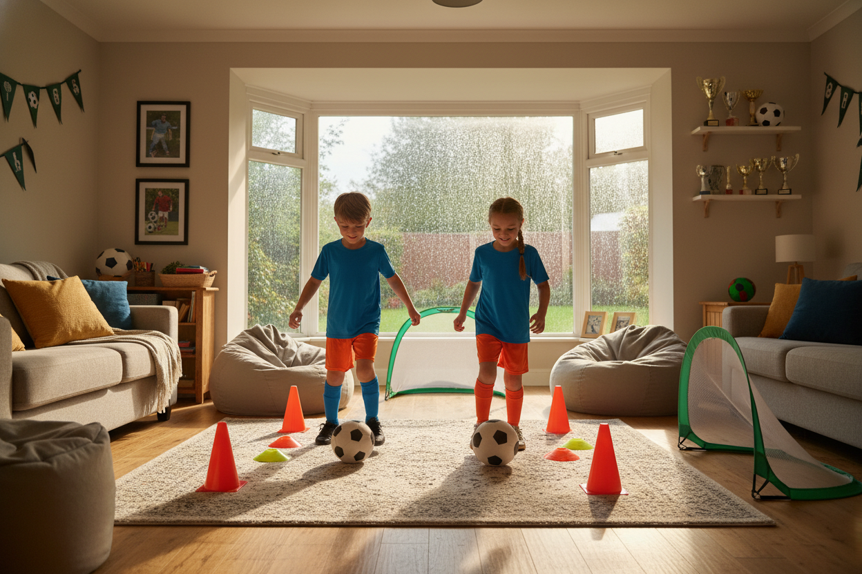 safe home soccer workouts for kids rainy days